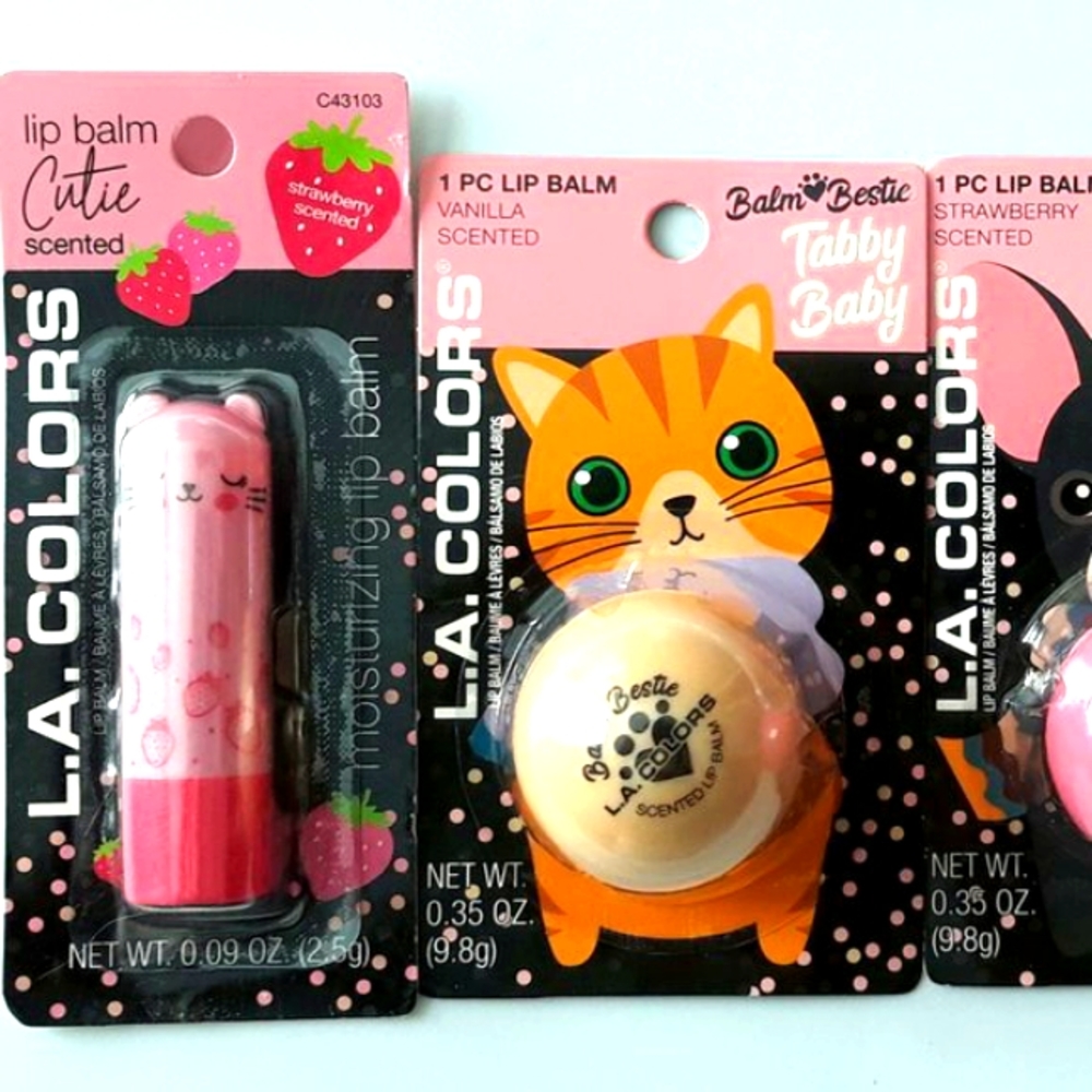Four (4) L.A. Colors Lip Balm: Vanilla, Strawberry, and Grape Sce…